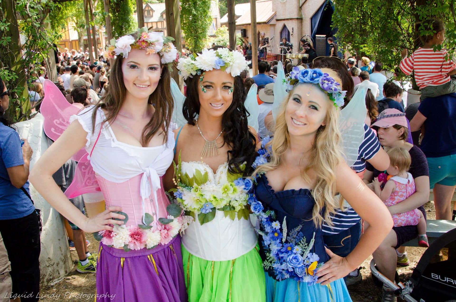Friends in fairy costumes at a Renaissance faire